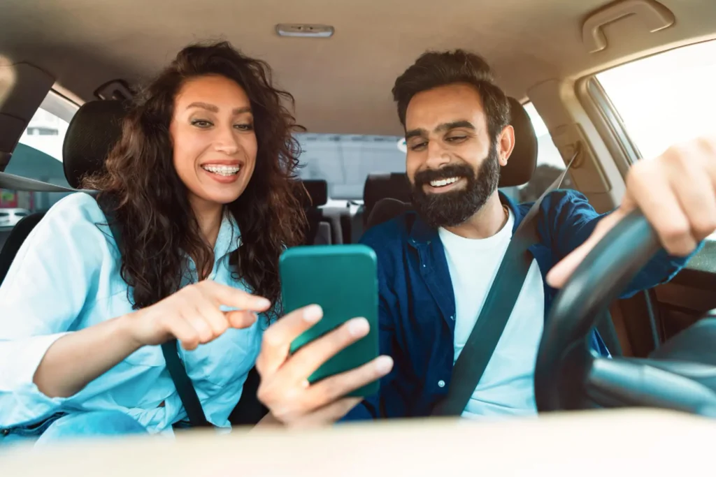 Two people in the phone